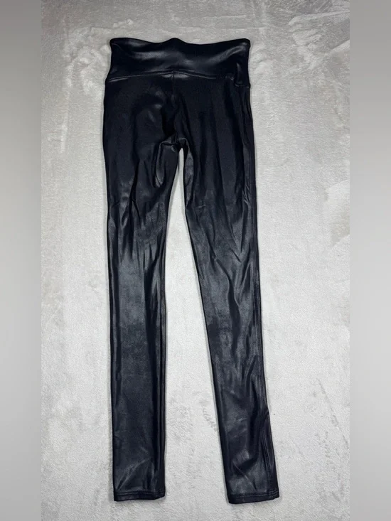 Spanx Faux Leather Crackle Black Leggings Size Small - Picture 11 of 16